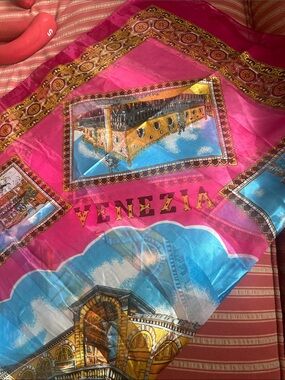 Venezia Pink & Turquoise Silk Scarf